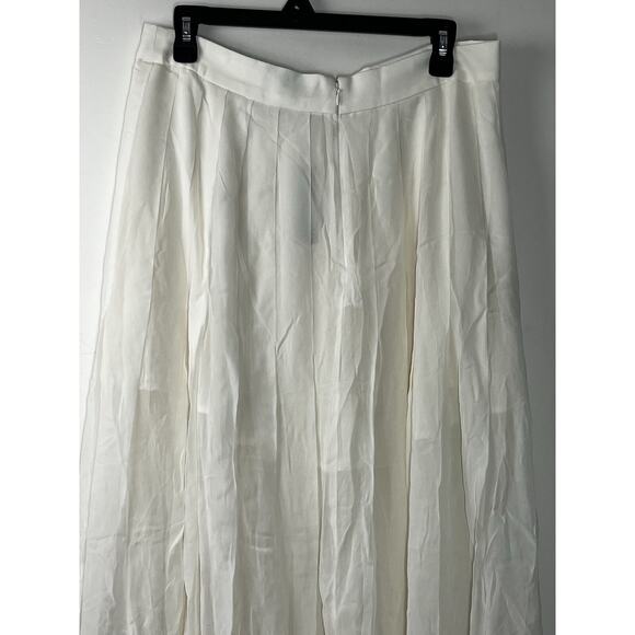 J Crew Collection Maxi Skirt Womens 8 Lightweight Chiffon Ivory Pleated Flowy - Picture 8 of 14